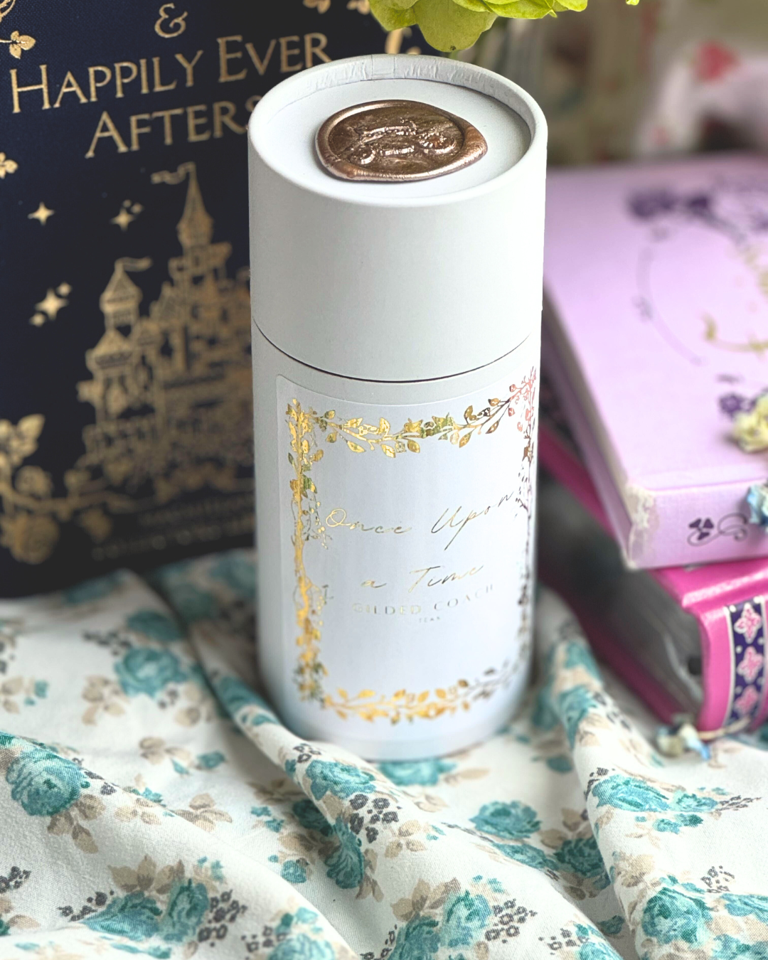 3 oz canister of Once Upon a Time {Cinderella inspired, hazelnut and French vanilla creme black tea} from Gilded Coach Teas